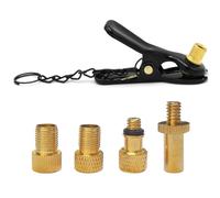 FiTspi 4Pcs Bicycle Pump Adapter Valve with 1Pc Conversion Clip, Brass Bike Nozzle Converter Set, Bike Tyre Inflation Kit, DV AV SV Valve Adapter for Road Bikes, Electric Cars, Motorcycles, Balls, Bal