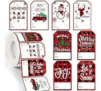 FiTspi 500Pcs Christmas Labels Stickers, Xmas Present Label, Self Adhesive Gift Stickers Xmas Name Tags for Present Cards Envelope Bags