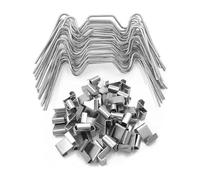 FiTspi 50Pcs Greenhouse Glass W Wire Clips and 50Pcs Glazing Overlap Z Clips, Spring Garden Greenhouse Spares Glass Frame Fixing, Glass Fixed Clamps for Strengthen Greenhouse Glass Panes