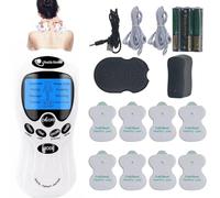 FiTspi 8-in-1 TENS Machine, Dual Channel TENS Unit Muscle Stimulator with 8 Massage Modes and 8 Replacement Pads, Body Massage Machine for Back Neck Shoulder Leg Calf Pain Relief