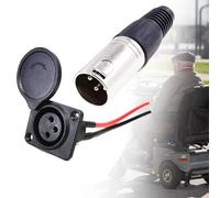 FiTspi Battery Charger Port, 1Pc Male Charger Connector with 1Pc Female Charging Cable, 3 Pin Inline Plug Adapter Connector Jack Socket for Elderly Mobility Scooter and Electric Wheelchair