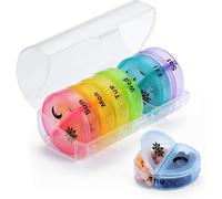 FiTspi Pill Organiser 2 Times a Day, Travel Pill Case 7 Day AM PM Weekly, Medicine Organizer Container Dispenser Tablet Storage for Pills, Vitamin, Medication and Tablets (Multicolor)