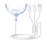 FiTspi Teeth Whitening Accelerator Light, 16 Blue LED Light Oral Care Tray, Portable Whitening Enhancement Lamp Gel Cold Light Tooth Yellowing Removal Compatible with iOS/Android/USB