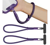 FiTspi Wrist Strap Lanyard for Phone, 2 Pack Adjustable Anti-Lost Phone Straps, Woven Hanging Wrist Straps Lanyard with Tether Pad Patch Compatible with Mobile Phones Cameras Keys Bags (Purple)