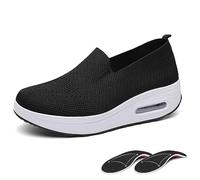 Fitsshoes Women Orthopedic Sneakers,Slip-On Light Air Cushion Orthopedic Sneakers (Black,4.5 Wide)