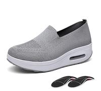 Fitsshoes Women Orthopedic Sneakers,Slip-On Light Air Cushion Orthopedic Sneakers (Grey,6.5-7 Wide)