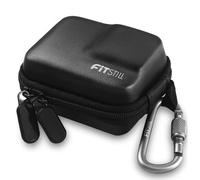 FiTSTILL Black PU Compact Camera Bag for INSTA360 ace pro 2/ace pro, DJI Osmo Action 5pro/4/3, Hard Shell Travel Bag for ace pro 2/ace pro