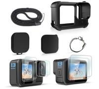 FiTSTILL Black Silicone Protection Kit for Go Pro Hero 13 Black, Silicone Lens Cover, Screen Protector and Adjustable Strap, Accessory Kit for Go Pro Hero 13