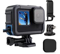 FitStill Protective Frame Mount Housing for Go Pro Hero 13/12/11/10/9, Vlog Cage Housing with Cold Shoe Adapter & Battery Side Cover & Lens Cover & Adapter Base & Screws