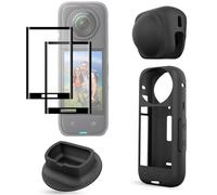FiTSTILL Protector Set for INSTA 360 X4,Optical Tempered Glass Screen Protectors + Protective Case + Silicone Lens Cover + Silicone Support Base, X4 Protective Accessories