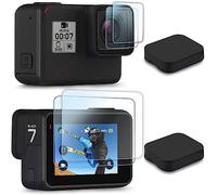 FiTSTILL Screen Protector [6 PCS] for Go Pro Hero 7(Only Black)/Hero(2018)/Hero 5/Hero 6, Ultra Clear Tempered Glass Screen Protector + Lens Protector + Lens Cap Cover Accessories