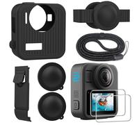 FiTSTILL Silicone Protective Kit is only for Go Pro Max 2, Silicone Protective Case + Screen Protector + Battery Side Cover + Lens Protective Cover + Adjustable Wrist Strap max 2 accessories