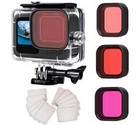 FitStill Waterproof Housing for Go Pro Hero 12 / Hero 11 / Hero 10 / Hero 9 Black, Protective 60m Underwater Dive Case Shell with 3 Pack Filters