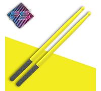 FITSTIX Drumsticks for Fitness & Aerobic Workout Classes, Drum Sticks are strong and Light Weight design make a fun addition to any exercise routine or class. (YELLOW + FITGRIPS)