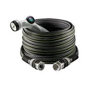 FITT Force 5/8" 20m, Garden Water Hose for Irrigation, Compact, Light and Resistant for Intensive use, with Multi-Jet Gun, Grey with Green Stripes