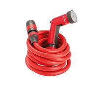 FITT YOYO UP 10 m, Extendable and Flexible Garden Water Hose Pipe with Multi-Function Spray Gun and Hook Support for Fences, Red