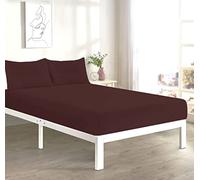 Fitted Bed Sheet Poly Cotton Percale Easy Care CHOCOLATE SMALL DOUBLE 4FT