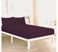 Fitted Bed Sheet With FREE Pillow Case Poly Cotton PLUM SMALL DOUBLE 4FT