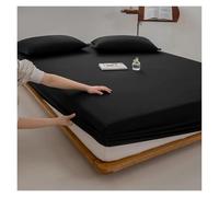 Fitted Bed Sheets Double Cotton Cotton Fitted Sheet with Elastic Band Adjustable Non-slip Mattress Cover for Single Double King Queen Bed(Black,180x220x30cm)