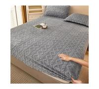 Fitted Bed Sheets Double Winter Warm Bed Sheet Yellow Color Velvet Fleece Linen Single Plush drap de lit 2 personnes Thick Cover(Light gray,2 pillowcase48x74cm)