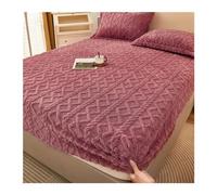 Fitted Bed Sheets Double Winter Warm Bed Sheet Yellow Color Velvet Fleece Linen Single Plush drap de lit 2 personnes Thick Cover(Dousha,King 180x200x30cm)