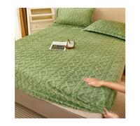 Fitted Bed Sheets Double Winter Warm Bed Sheet Yellow Color Velvet Fleece Linen Single Plush drap de lit 2 personnes Thick Cover(Green,Twin 120x200x30cm)
