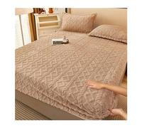 Fitted Bed Sheets Double Winter Warm Bed Sheet Yellow Color Velvet Fleece Linen Single Plush drap de lit 2 personnes Thick Cover(Qiantuo,Queen 150x200x30cm)