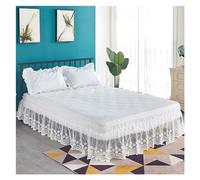 Fitted Bed Valance Sheets Pretty Design 18 Inch High Delicate Ruffles Lace Floret Bed Skirt With Strong Elastic Belts -Women/Lady/Girls Love Base Bed Skirt Double(White,Full 120x200x45cm)
