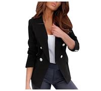 Fitted Blouse Women Coat Suit Satin Formal Work Cardigan Women Jacket Silk Size Plus Pockets Women's Blouse Oversized Tee Shirts for Christmas Sparkle Tops Striped Sweatshirt Black