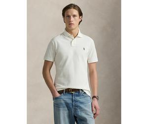 Fitted Cotton Pique Polo Shirt Cream