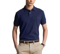 Fitted Cotton Pique Polo Shirt Navy Blue
