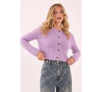 Fitted Crew Neck Cardigan NastyGal Lilac L