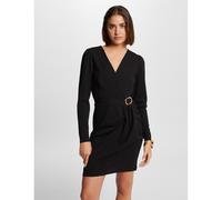 Fitted Draped Mini Dress Black