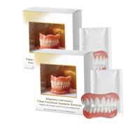 Fitted Functional Complete Dentures,DIY Silicone Teeth with Dental Gel,Fitted Over Existing Teeth for Missing Tooth & Gaps,Natural-Looking,Soft & Comfortable (2 Set)