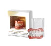 Fitted Functional Complete Dentures,DIY Silicone Teeth with Dental Gel,Fitted Over Existing Teeth for Missing Tooth & Gaps,Natural-Looking,Soft & Comfortable (1 Set)