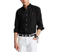 Fitted Garment-Dyed Shirt in Oxford Cotton Black