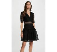 Fitted Lace Mini Dress Black