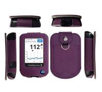 Fitted Leather Case W/Screen Protector & Pocket (Lanyard Included) for Freestyle Libre 3 Libre 2 (Purple)