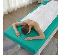 Fitted Massage Table Sheet Cover Waterproof Oilproof Reusable Spa Bed Cover with Face Hole, Elastic Stretch Lash Bed Sheet for Esthetician, Waxing, Tattoo and Beauty Salon(Green,75x30in (no Hole))