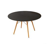Fitted Round Tablecloth with Elastic for No Slip Coverage Stretchy Dining Table Cover in Buffalo Silk Fabric Suitable for Weddings and Gatherings (black 130cm)