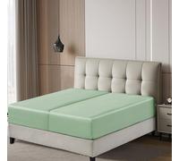 Fitted Sheet 1 Pack Split King Size Only Viscose Derived from Bamboo,400 Thread Count 2-Pack 80"x39",8-16" Deep Pocket,Bottom Sheet Colorfast Soft & Silky & Breathable(Split King,Sage Green)