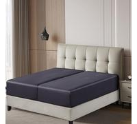 Fitted Sheet 1 Pack Split King Size Only Viscose Derived from Bamboo,400 Thread Count 2-Pack 80"x39",8-16" Deep Pocket,Bottom Sheet Colorfast Soft & Silky & Breathable(Dark Grey, Split King)