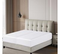 Fitted Sheet 1 Pack Split King Size Only Viscose Derived from Bamboo,400 Thread Count 2-Pack 80"x39",8-16" Deep Pocket,Bottom Sheet Colorfast Soft & Silky & Breathable(Split King, White)