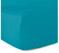 Fitted Sheet 100% Cotton 57 Thread Count Turquoise Blue 90 x 190 cm - 30 cm Corner