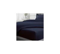 Fitted Sheet 100% Cotton Sateen Soft Cosy 10" 25cm Deep 300 Thread Count Luxury Bedding Bedsheet Bed Linen - Navy Blue -