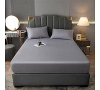 Fitted Sheet 100% Egyptian Cotton 600 Thread Count 16"/40CM Extra Deep Pocket Bottom Sheets - Satin White Grey Luxury Mattress Topper Bed Sheets Double King Superking (Grey, Super King)