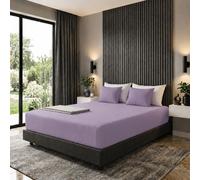 MistyMorning Extra Deep Fitted Sheet 16''/40cm, Egyptian Cotton bed sheets with 200 Thread Count, Soft & Premium quality Bedding & Linen (Lilac, King)