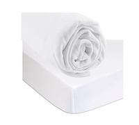 Fitted Sheet 140 x 190 cm White + Bamboo Mattress Protector Waterproof