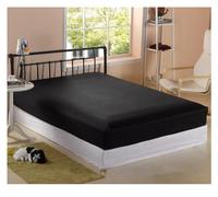 Fitted Sheet 1pc Polyester Solid Fitted Sheet Mattress Cover Four Corners With Elastic Band Bed Sheet(Black,120cmX200cmX25cm)