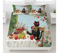 Fitted Sheet 2 Pieces Single Size Whimsical, Aesthetic, Romantic, Garden - Soft Microfiber Bedding Set Sunglasses, Scarves Hotel Quality Deep Pocket Bottom Sheet Perfect for Bedrooms and Kids' Rooms